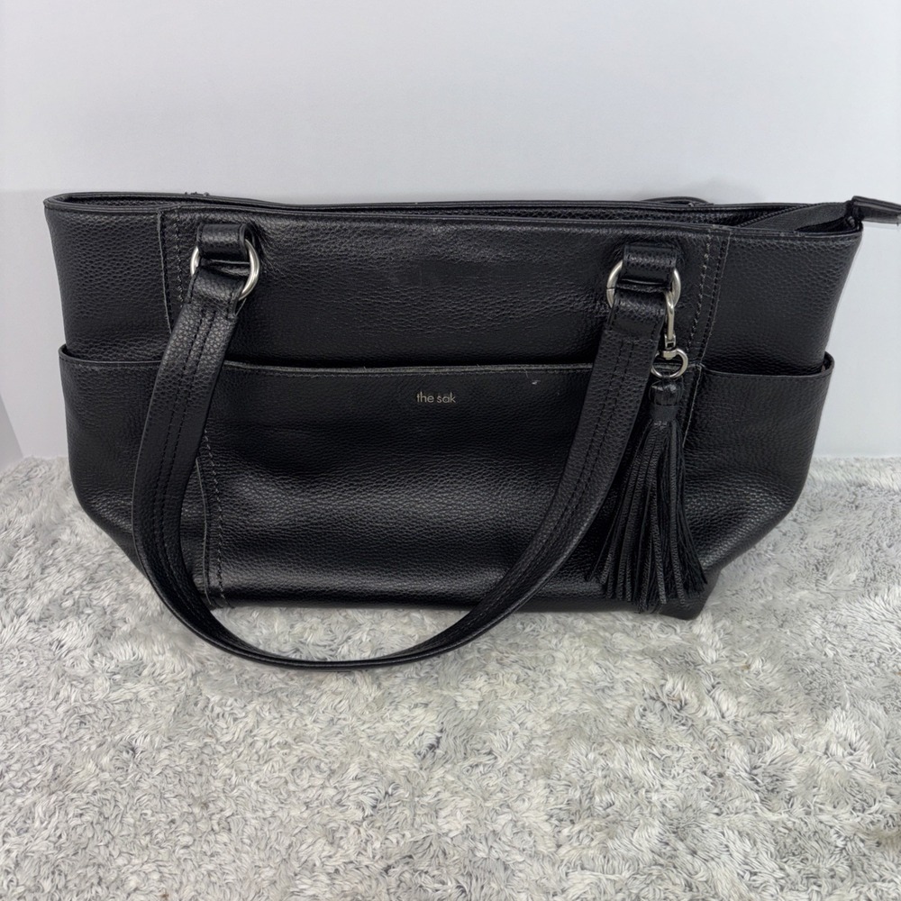 The Sak Ashby Black Leather Tote 12x10x5" Approx